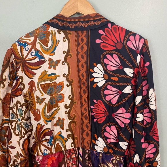 FARM Rio Miranda Long Sleeve Floral Faux Wrap Midi Dress Button Front M Chemise - Picture 9 of 11